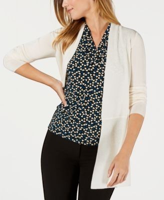 Anne Klein Open-Front Longline Cardigan Anne White