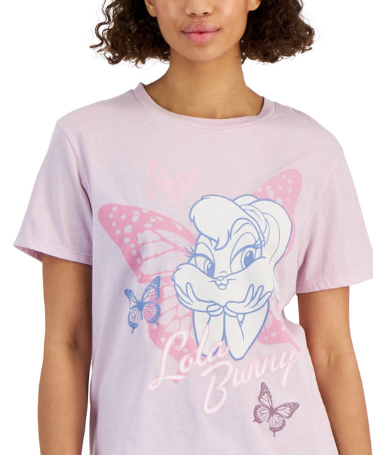 Love Tribe Juniors Lola Bunny Graphic-Print T-Shirt  Lavender Large