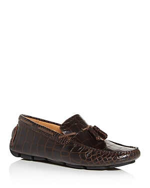 Men's Tassel Driver Leather Crocodile Print Loafers