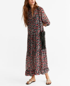 Mango Women,s Chiffon max Floral Dress. Caleta XS/2