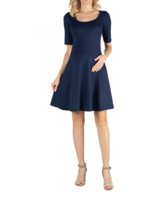 24seven Comfort Apparel Knee Length a Line Elbow Sleeve Maternity Dress