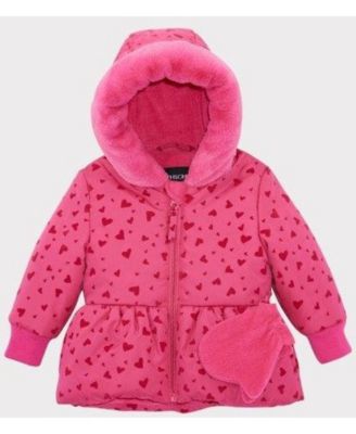 Rothschild Baby Girls Hooded Peplum Jacket with Mittens