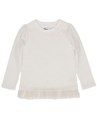 Epic Threads Girls Glitter Dot Long Sleeve Tulle Trim Top