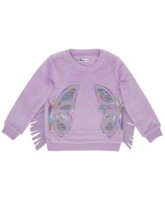 Epic Threads Toddler Girls sequin fleece sweatshirt fringes sweater 2T/2 Purple