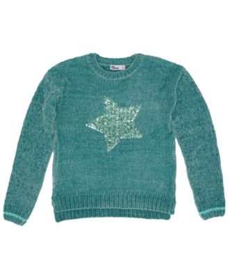 Epic Threads Big Girls Sequin Star Soft Long Sleeve Sweater- Green Holiday Gift