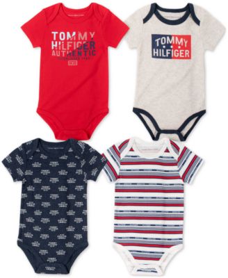 Tommy Hilfiger Baby Boys 4-Pack Bodysuits Red Multicolor 12 months