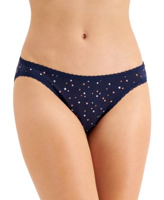 Jenni Womens Lace-Trim Thong Underwear