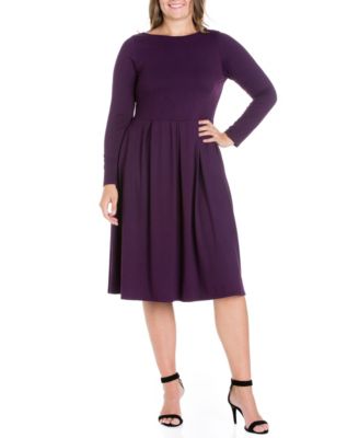 24seven Women's Plus Size Fit and Flare MIDI Dress