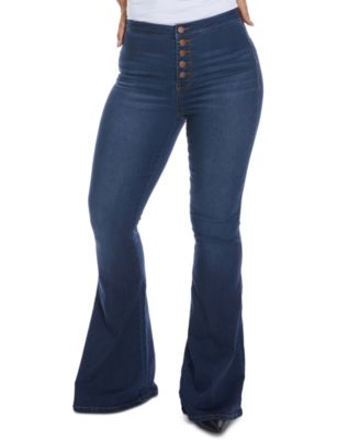 Dollhouse Juniors High-Rise Button-Fly  Retro Flare Jeans. Dark Blue  size 9
