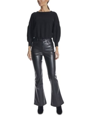 Dollhouse Juniors Faux-Leather Flare-Leg pants Black