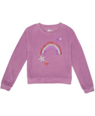 Epic Threads Big Girls Flip Sequin Graphic sweatshirt sweater rainbow star Dusty Lavender M