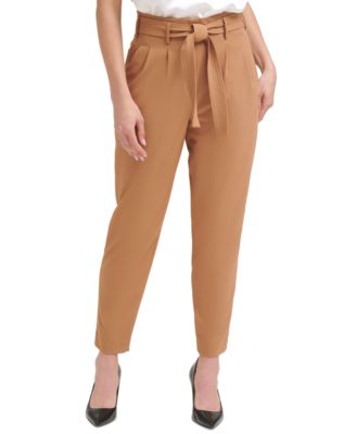 Calvin Klein Tie-Waist Pleated Slim Pants