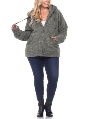 White Mark Plus Size Hooded Sherpa Jacket