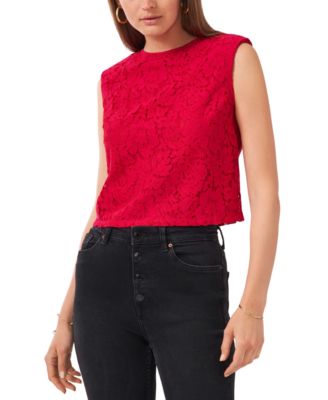 Sleeveless Lace Shoulder Pad Top Medium