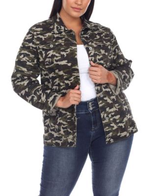 White Mark Plus Size Camouflage Denim Jacket