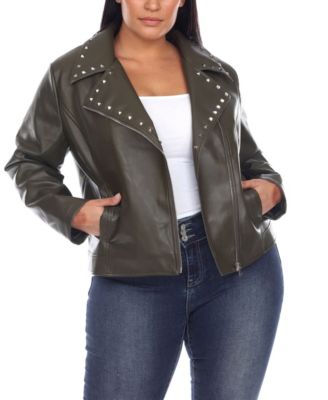 White Mark Plus Size Faux Leather Jacket