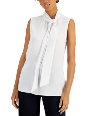 Tahari ASL Tie-Neck Blouse