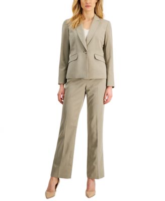 Le Suit Womens One-Button Straight-Le Stone