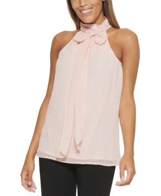 Calvin Klein Clip Dot Tie Neck Sleeveless B