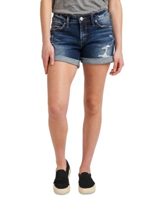 Silver Jeans Co. Roll-Cuff Boyfriend Jean Shorts Indigo 25 /4.5