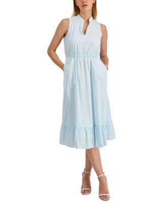 Anne Klein Womens Gingham Dress Ocean