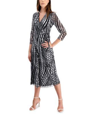 Anne Klein Printed Faux-Wrap Dress Anne