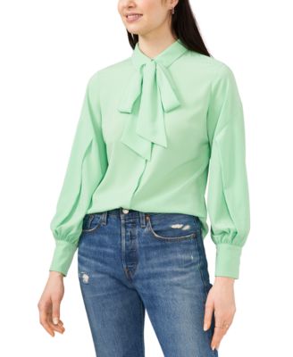 Riley Rae Camille Tie-Neck Blouse Light Pastel Green