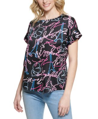 Karl Lagerfeld Paris Neon-Print  silky blouse . Limited edition.