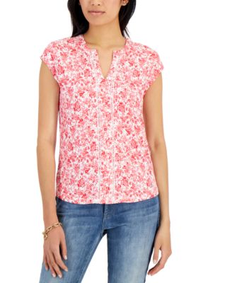 Tommy Hilfiger Womens Floral-Print Top