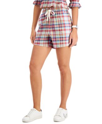 Tommy Hilfiger Womens Preppy Plaid Cotton Shorts