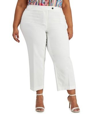 Anne Klein Plus Size Beacon Hill Cropped Pants  Bright white