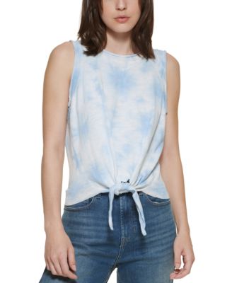 DKNY Jeans Womens Tie-Dye Tie-Hem Cotton