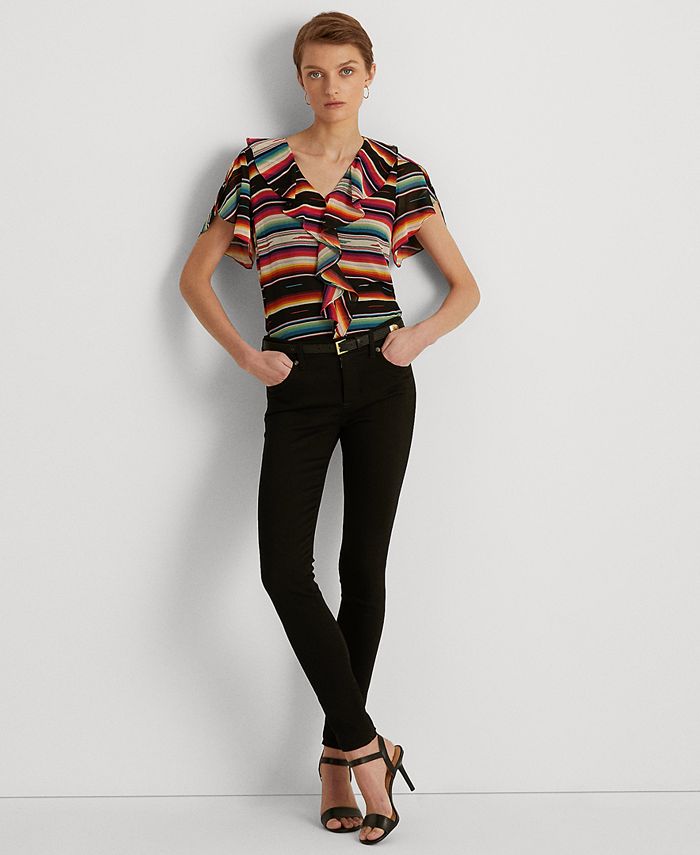 LAUREN Ralph Lauren  Women's Georgette Blouse Multicolor Striped