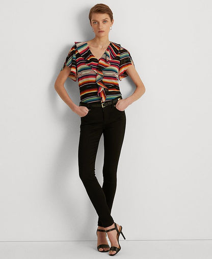 LAUREN Ralph Lauren  Women's Georgette Blouse Multicolor Striped