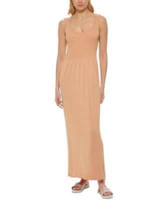 DKNY Jeans Womens Stitch-Yoke Maxi Dress Doe