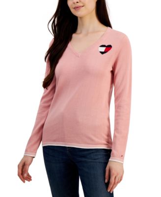 Tommy Hilfiger Womens Cotton Heart Sweater