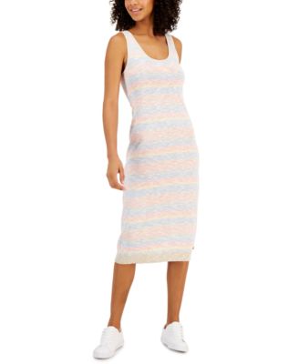 Tommy Hilfiger Womens Cotton Striped Sleeveless Dress