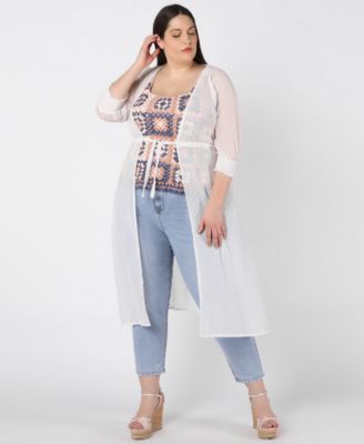 Black Tape Plus Size Clip Dot Duster Top 0X