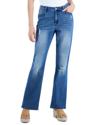 Tinseltown Juniors High-Rise Relaxed Fla Wendover Wash 5