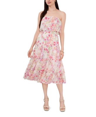 Womens Floral Print Chiffon MIDI Dress