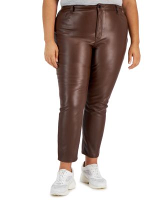 Tinseltown Trendy Plus Size Faux-Leather Brown Chicory