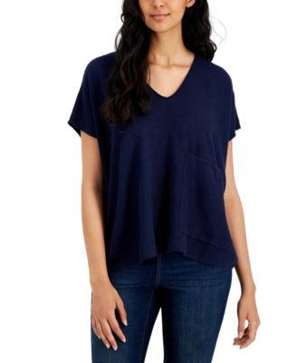 Eileen Fisher Womens Boxy V-Neck T-Shirt