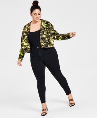 Nina Parker Trendy Plus Size Cotton Camo C Neon Camo Print