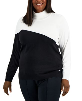 Calvin Klein Plus Size Colorblocked Mock Ne