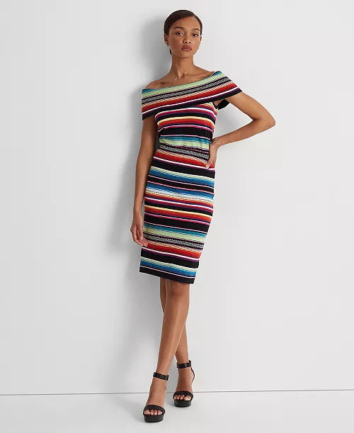 Ralph Lauren off shoulder  striped ribbed top