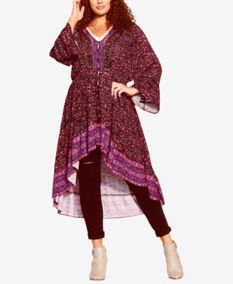 City Chic Trendy Plus Size Mar Purple Reine Print