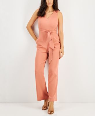 I.N.C. International Concepts Women's V-Neck Belted Crepe Wide Leg Jumpsuit