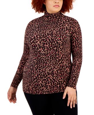 Anne Klein Plus Size Seamless Animal-Prin Anise Chianti