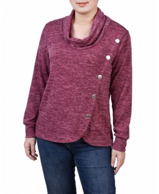 Petite Size Long Sleeve Overla Maroon Enzoz M