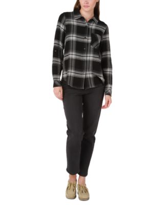 Tape Womens Button-Front Plaid Shi Limo